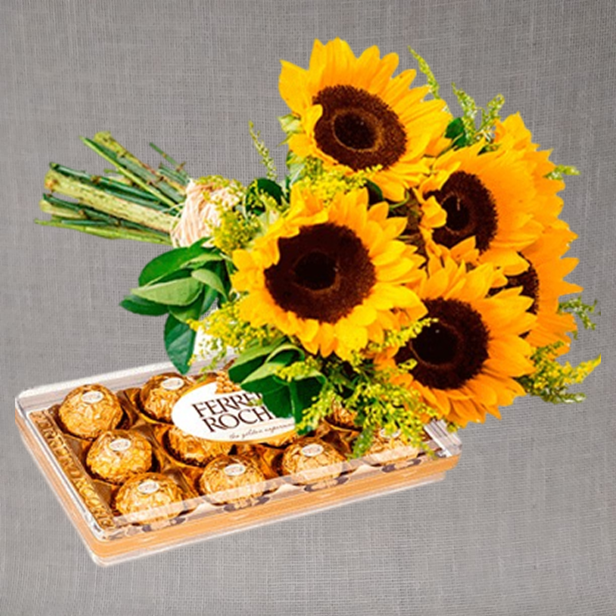 Buquê de Girassóis e Ferrero Rocher