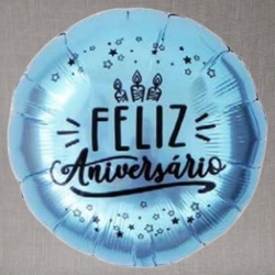 Balão Metalizado Feliz Aniversário Azul